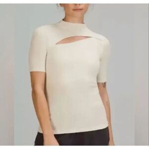 Lea & Viola cream color peekaboo knit top